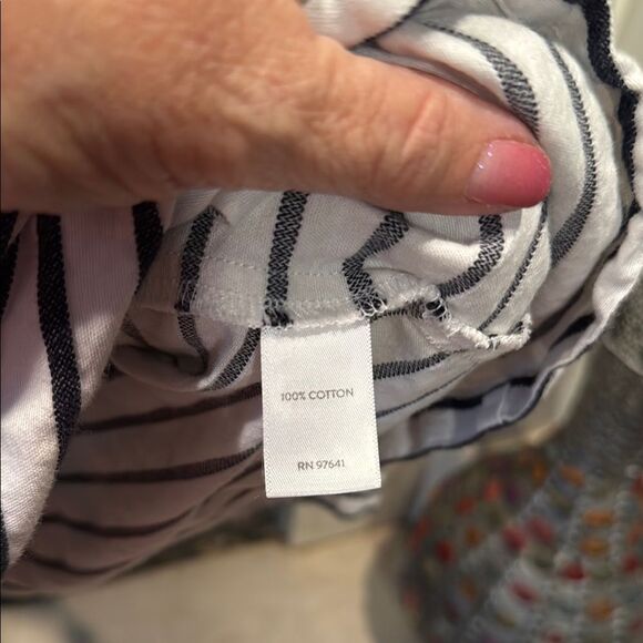 J. Jill Navy and White Striped Hooded Jacket size medium - Picture 3 of 5